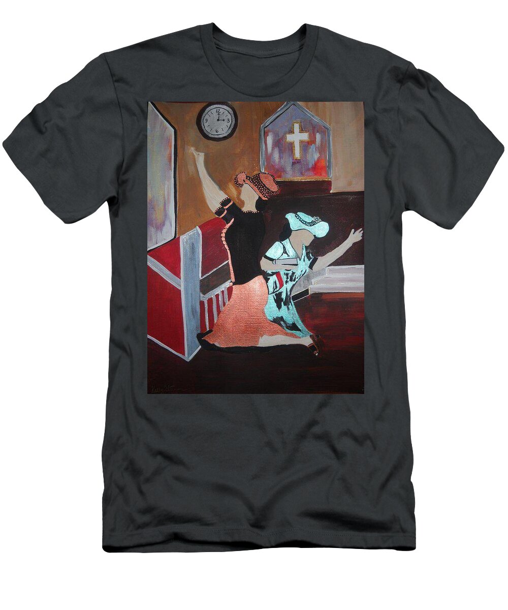 Pray T-Shirt featuring the painting Intercession by Kelly M Turner