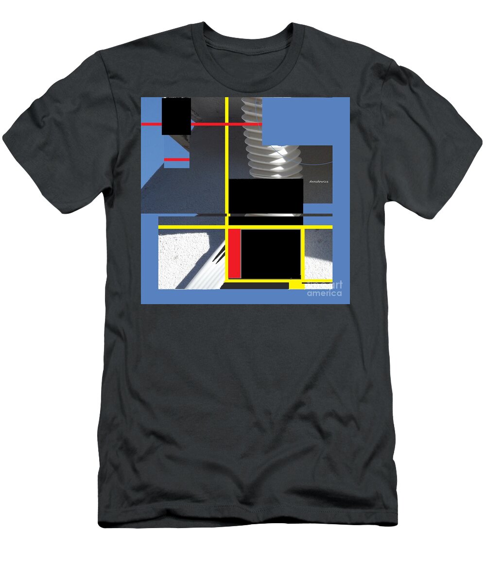 Interface T-Shirt featuring the mixed media Interface On Blue by Andrew Drozdowicz