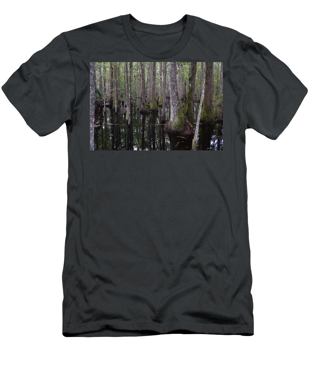 Into The Cypress Swamp T-Shirt featuring the photograph Into the Cypress Swamp by Warren Thompson