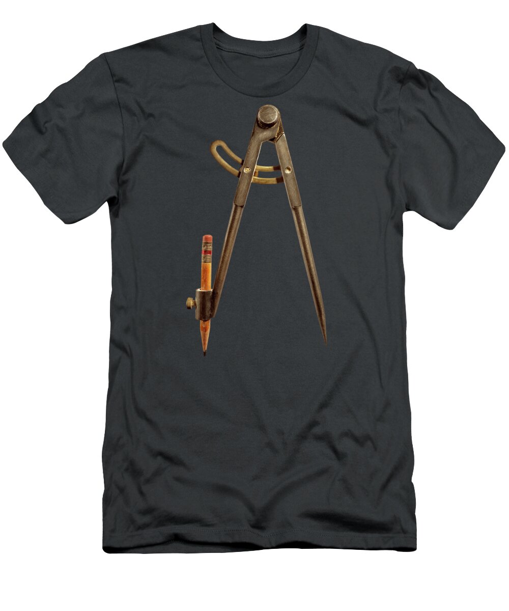 Industry T-Shirt featuring the photograph Iron Compass Back on Black by YoPedro