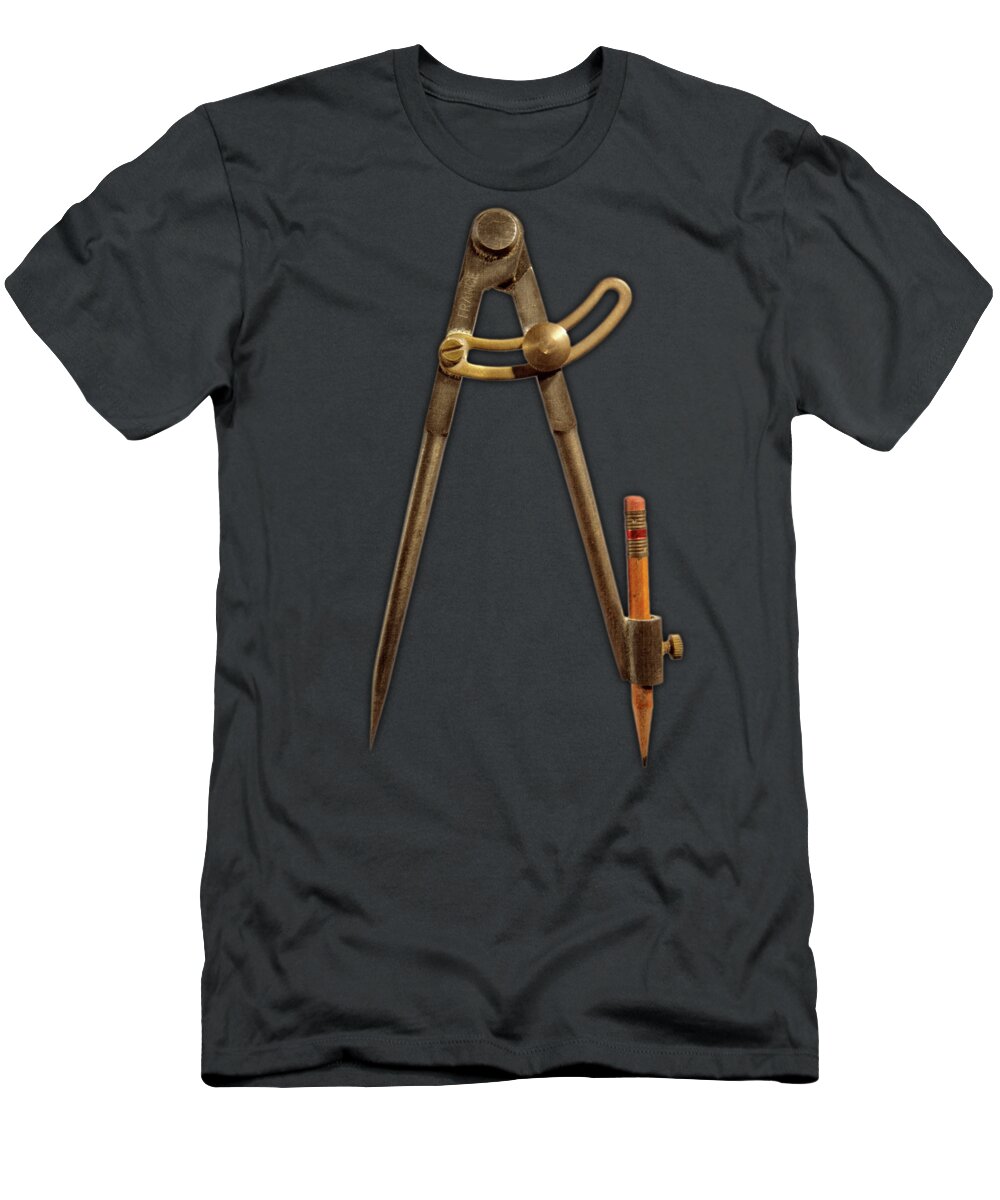 Boys Room T-Shirt featuring the photograph Iron Compass on Black Paper by YoPedro