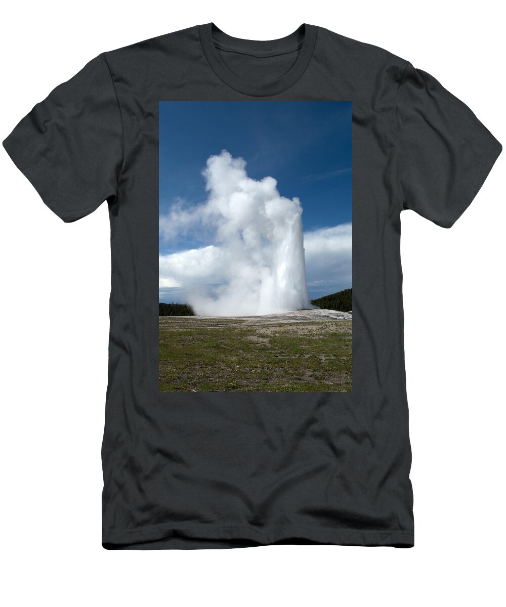 Geyser T-Shirt featuring the photograph It Erupts by Linda Kerkau