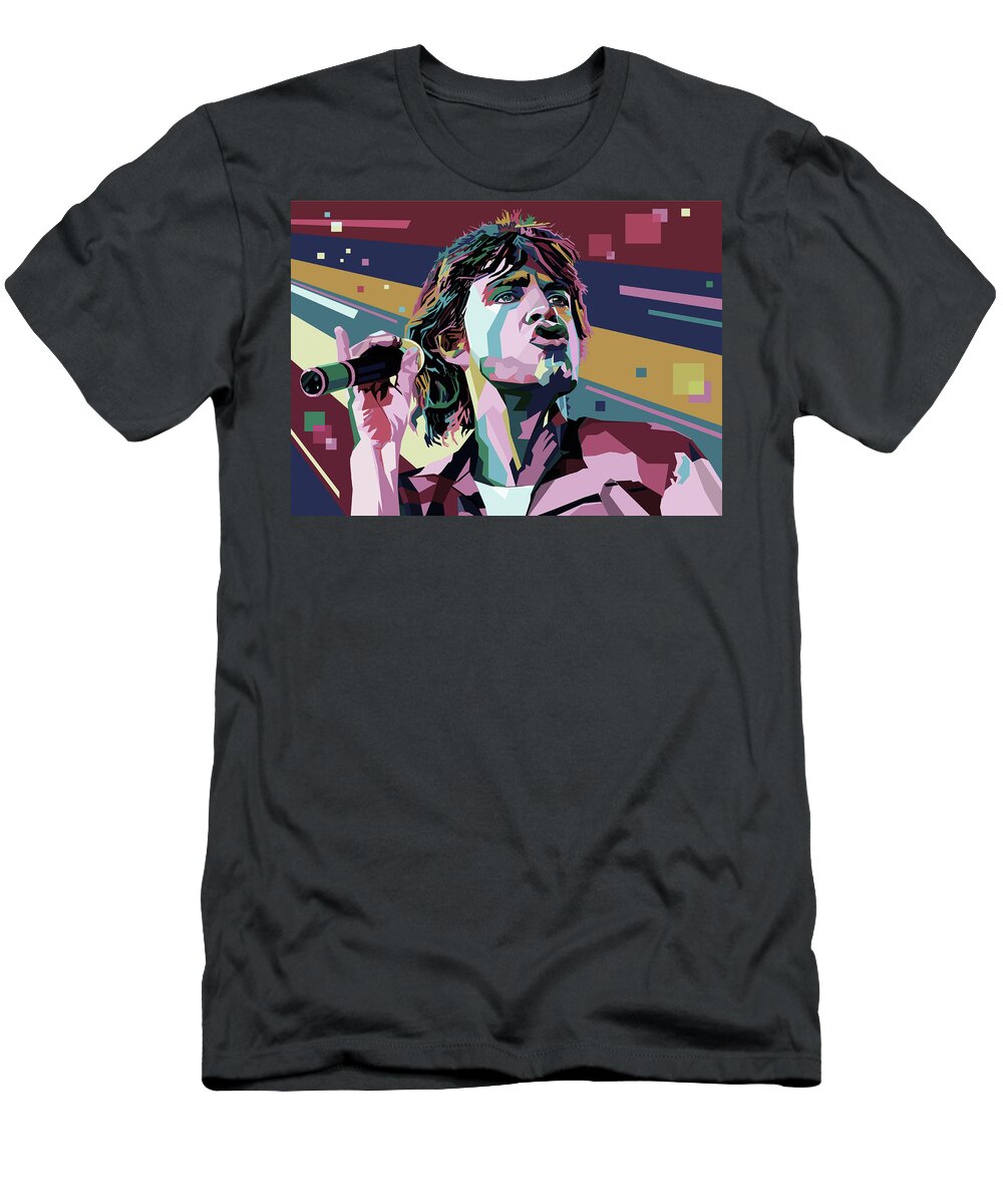 Mick Jagger T-Shirt featuring the digital art It's a gas, gas, gas by Mal Bray