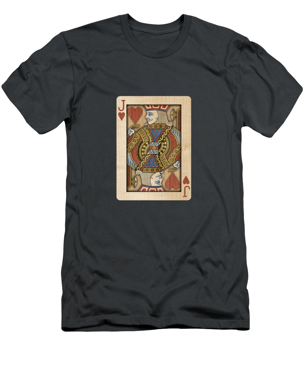 Boards T-Shirt featuring the photograph Jack of Hearts in Wood by YoPedro