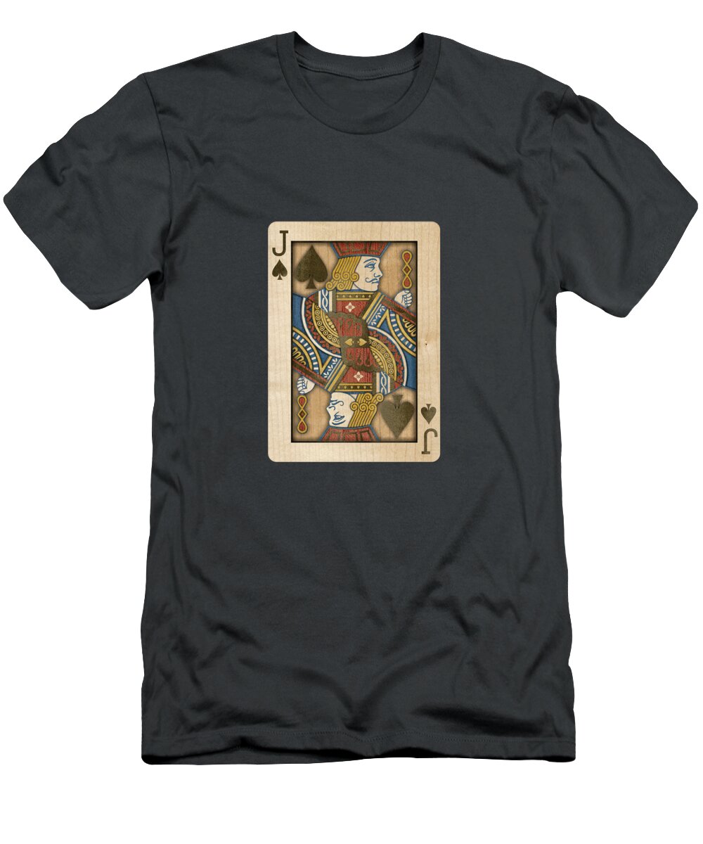 Boards T-Shirt featuring the photograph Jack of Spades in Wood by YoPedro