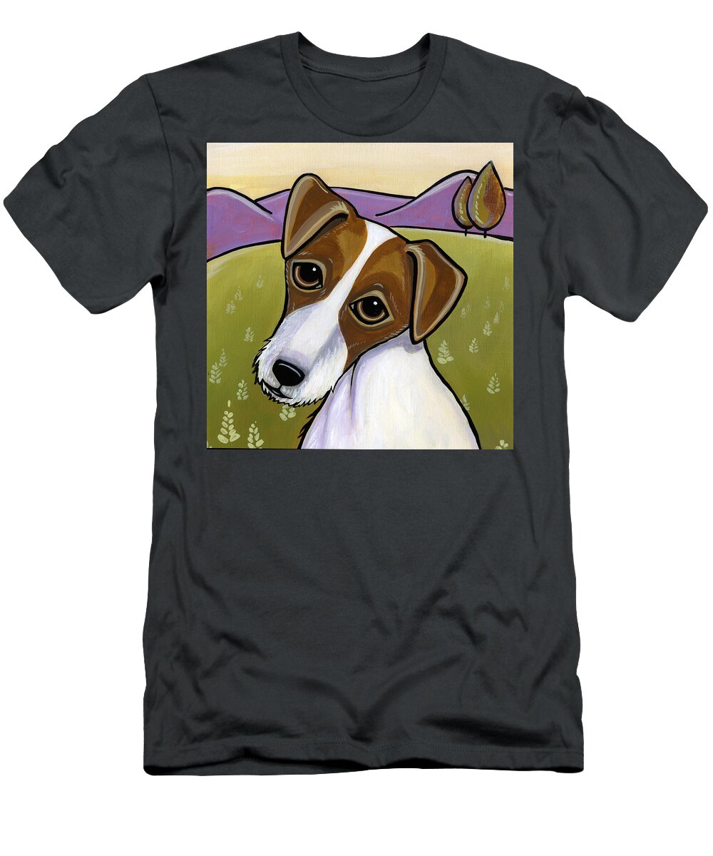 Jack Russell T-Shirt featuring the painting Jack Russell by Leanne Wilkes