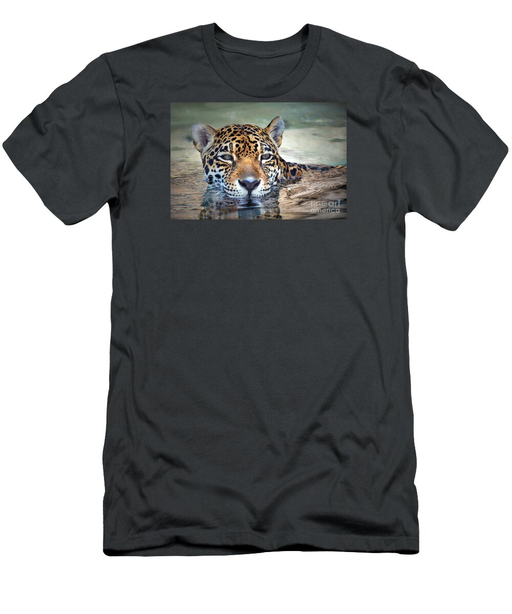 Jaguar T-Shirt featuring the photograph Jaguar Cooldown by Dan Holm