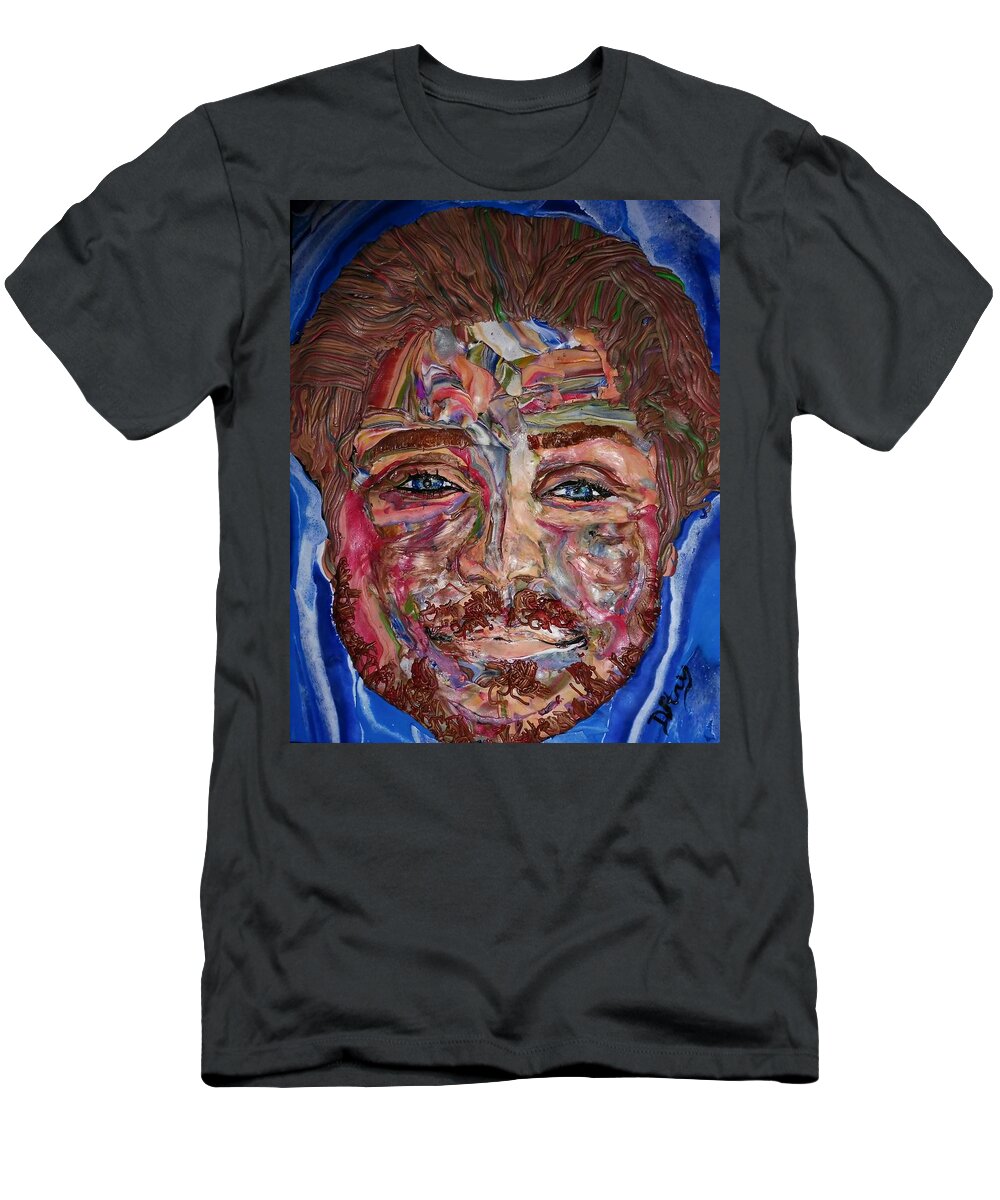 Portrait T-Shirt featuring the mixed media Jakob by Deborah Stanley