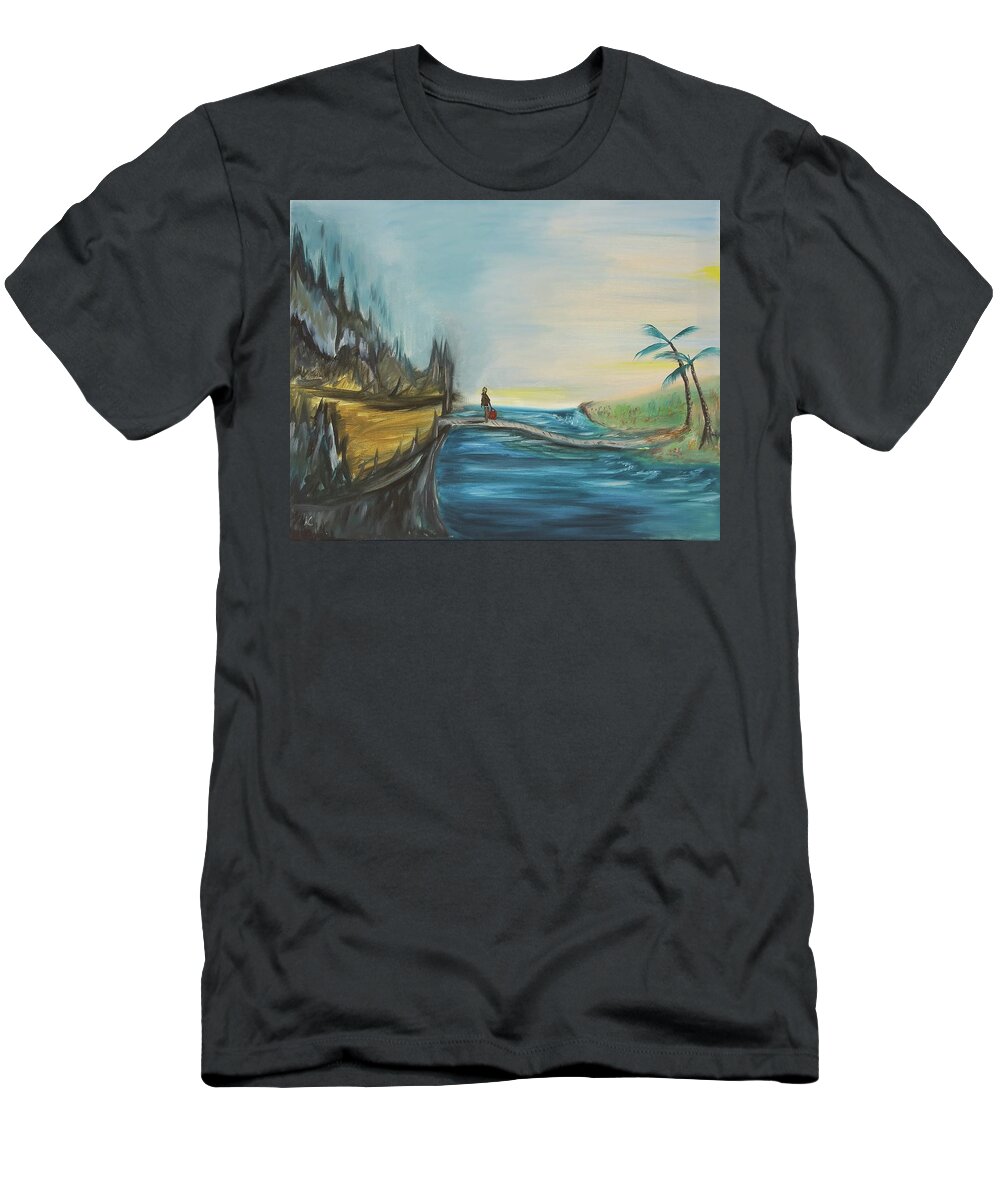 Journey T-Shirt featuring the painting Jana's Journey by Neslihan Ergul Colley