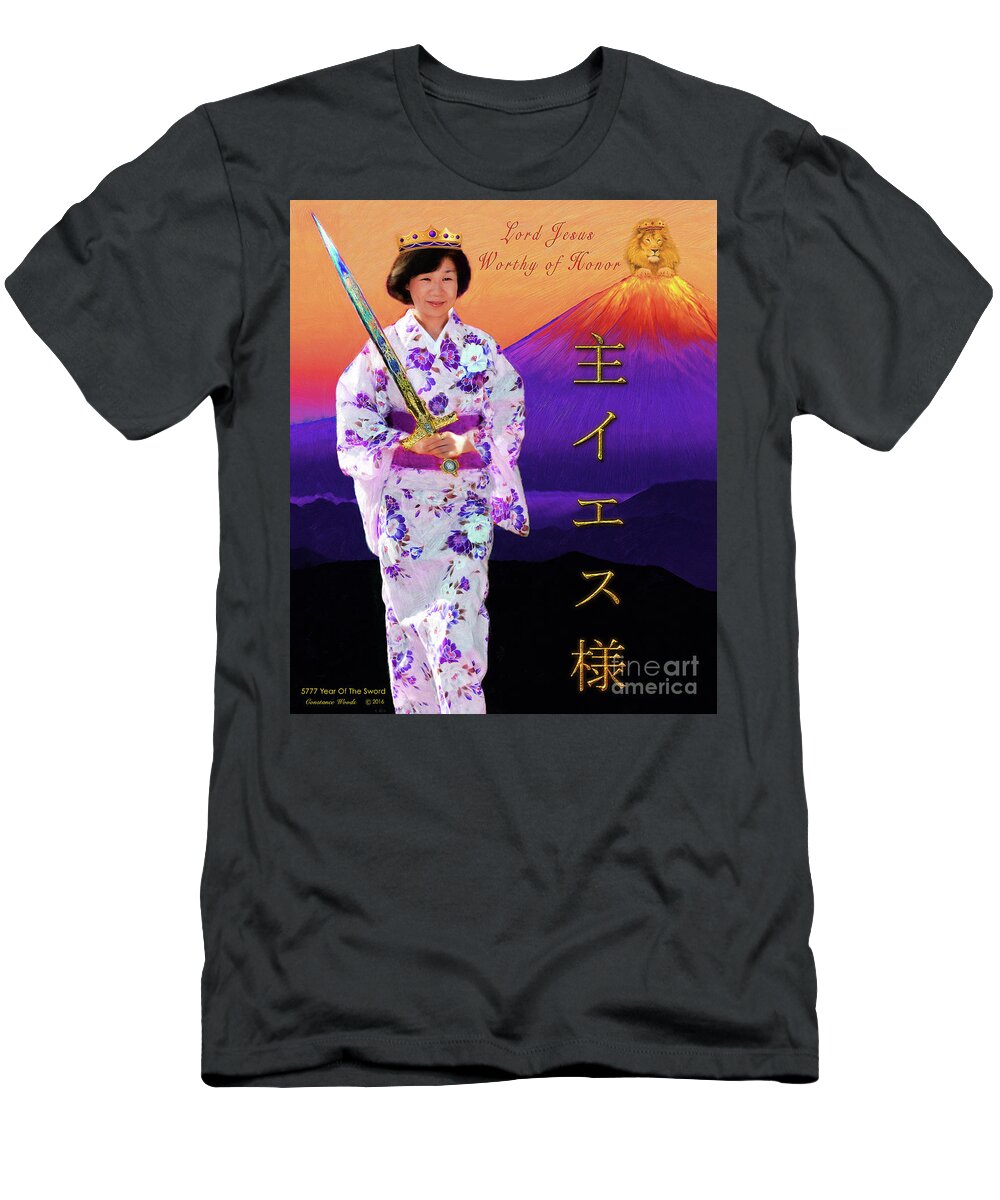 Prayer Warrior T-Shirt featuring the digital art Japanese Prayer Warrior by Constance Woods
