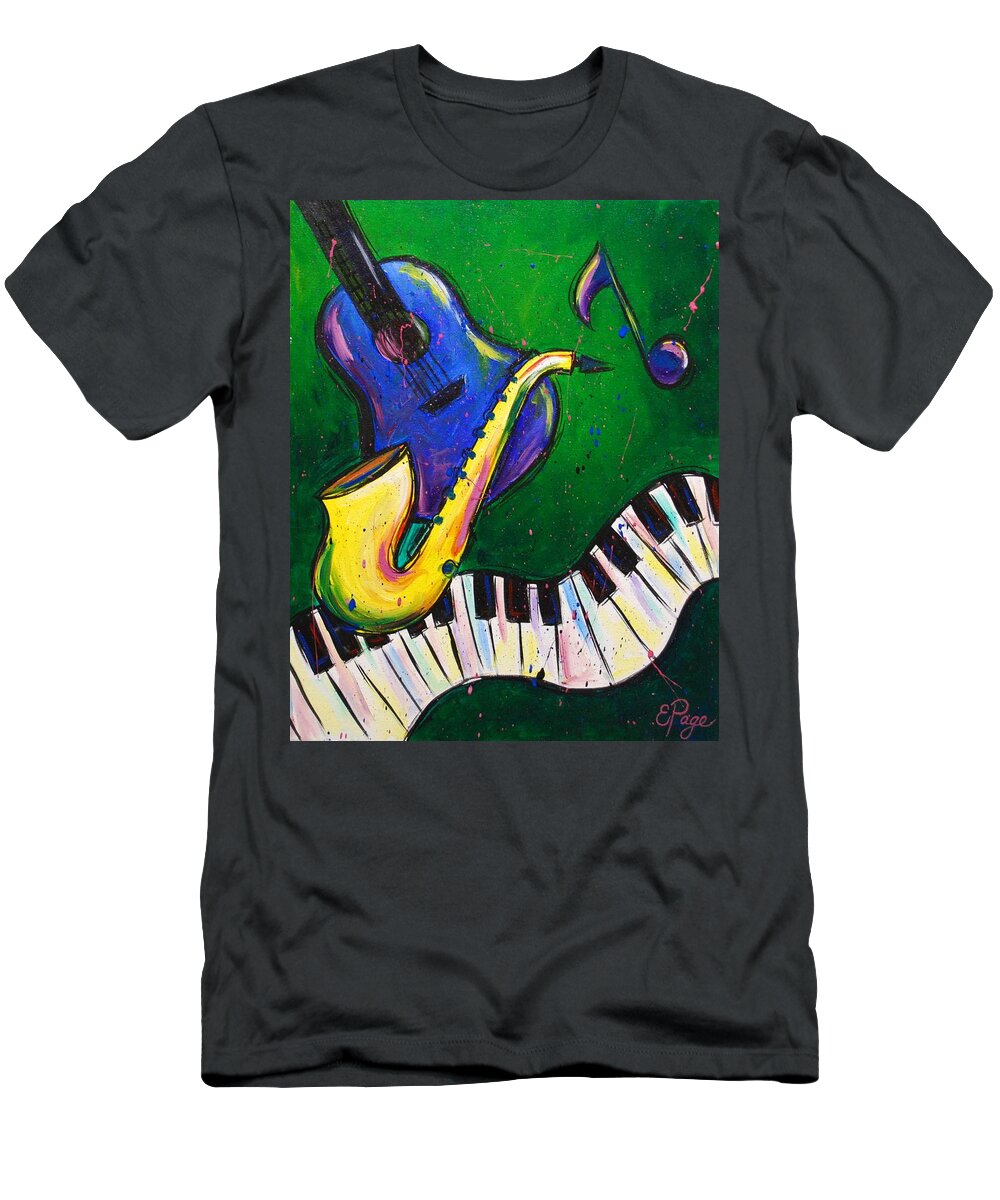 Jazz T-Shirt featuring the painting Jazz Time by Emily Page