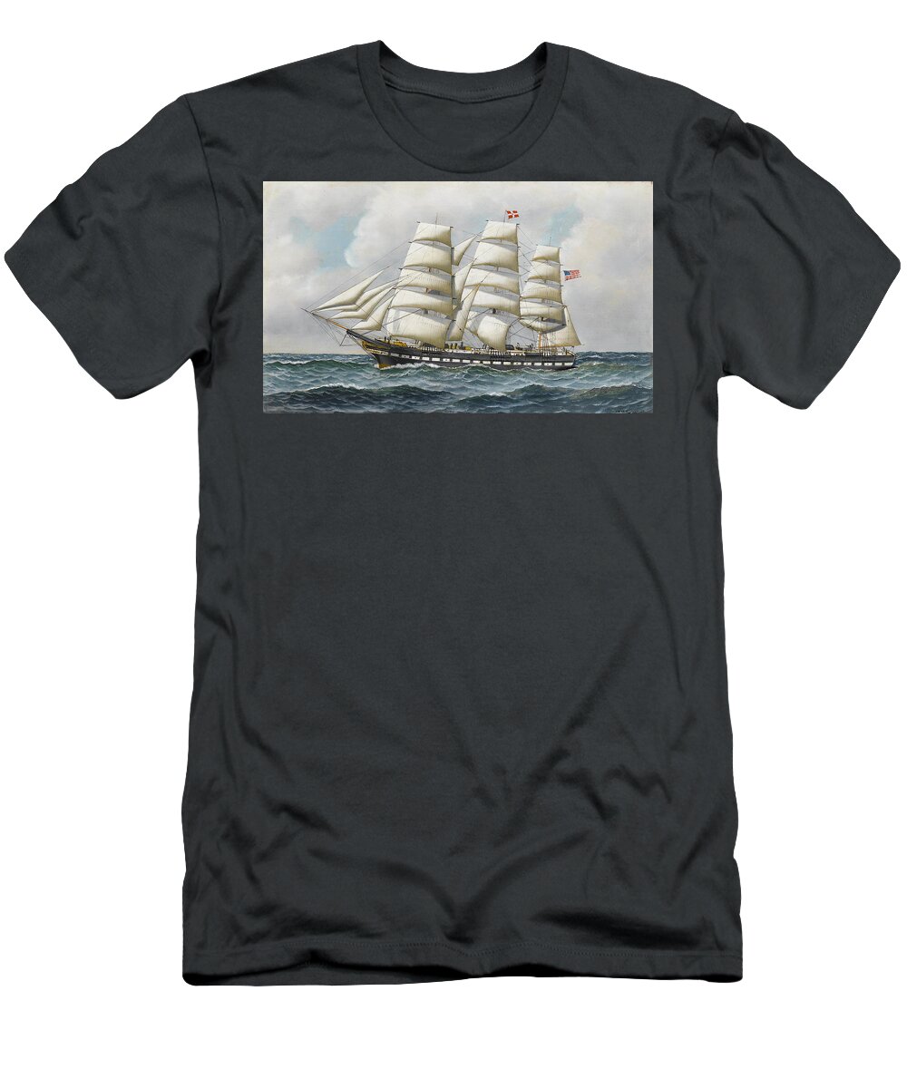 Antonio Jacobsen - The American Full-rigger 'jeremiah Thompson' ... Sea T-Shirt featuring the painting Jeremiah Thompson by Antonio Jacobsen