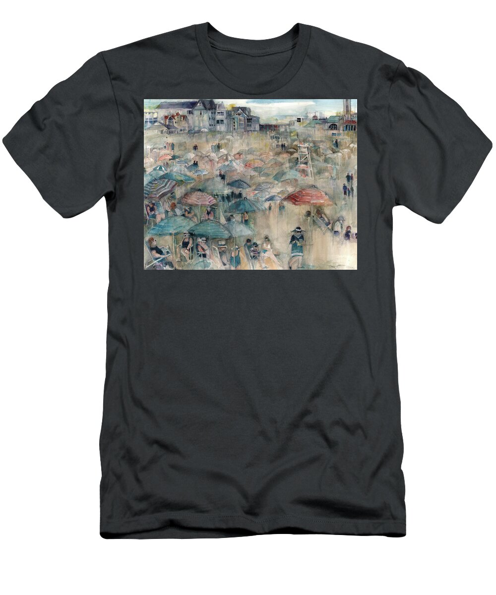 New Jersey T-Shirt featuring the painting Jersey Shore - Dangling Conversation by Dorrie Rifkin
