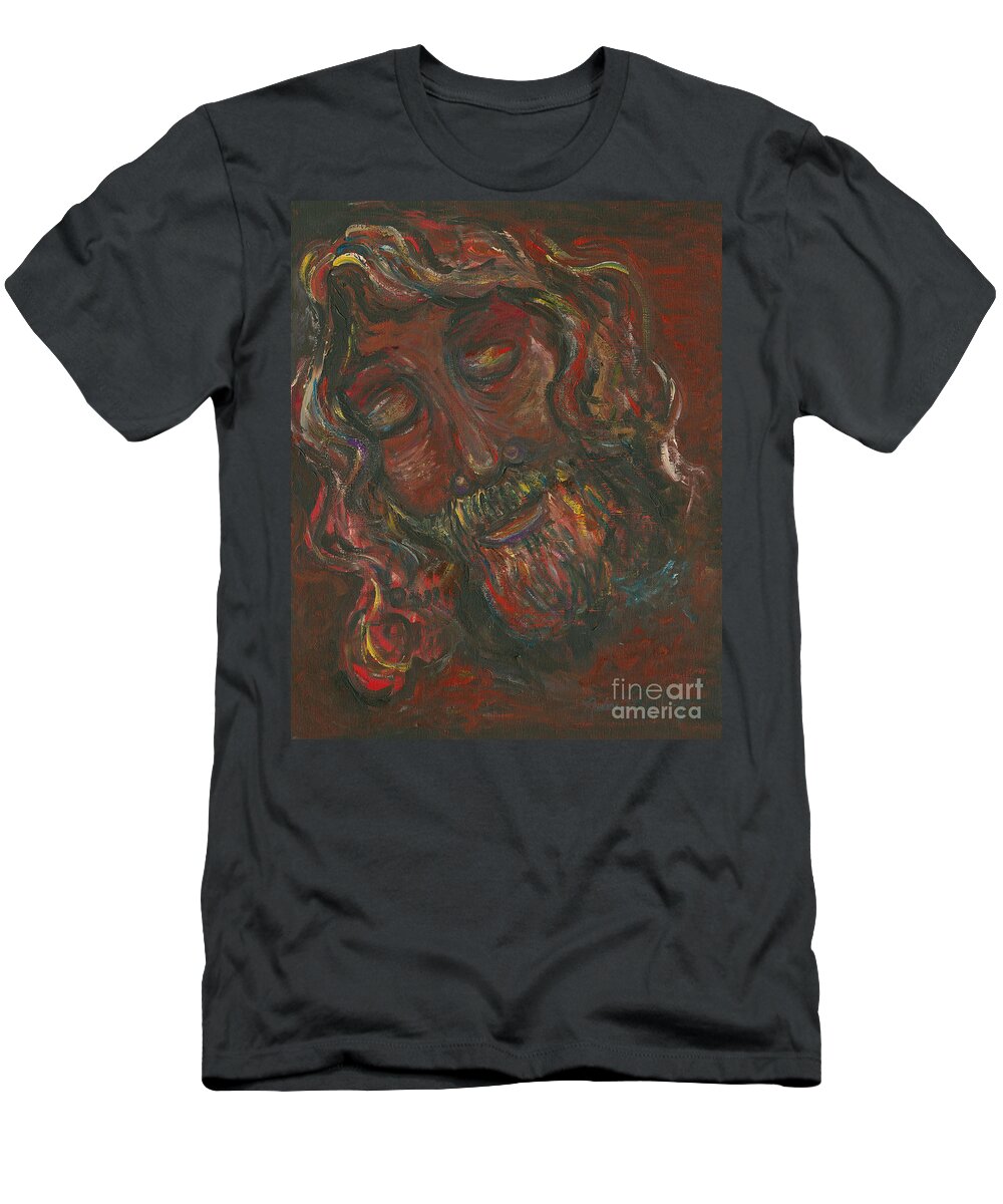 Shroud T-Shirt featuring the painting Jesus by Nadine Rippelmeyer