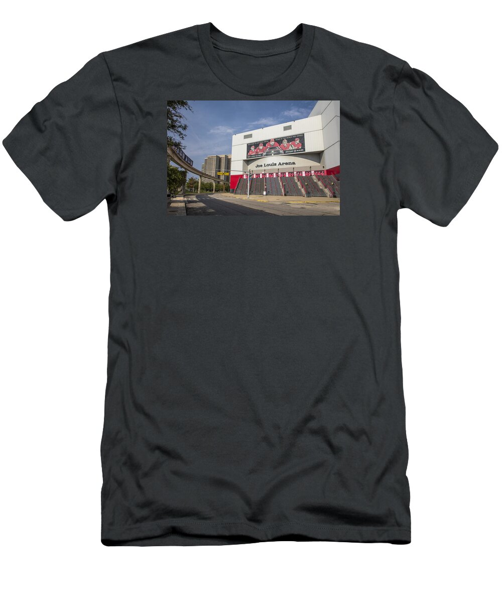 Detroit T-Shirt featuring the photograph Joe Louis Arena Detroit by John McGraw