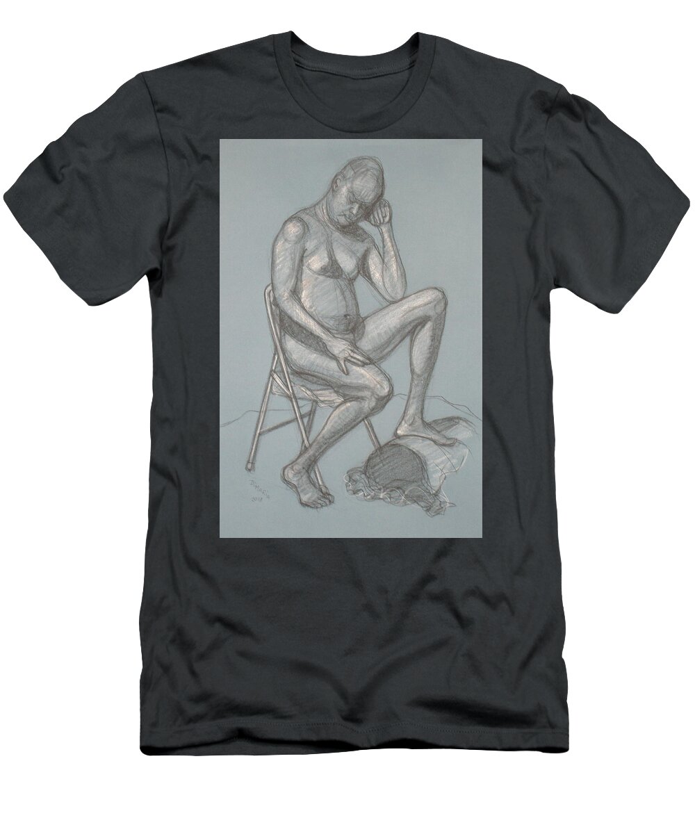 Realism T-Shirt featuring the drawing Joey Seated 5 by Donelli DiMaria
