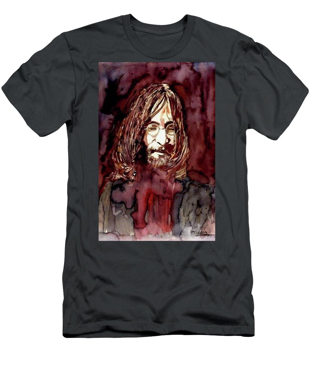 John T-Shirt featuring the painting John Lennon by Marcelo Neira