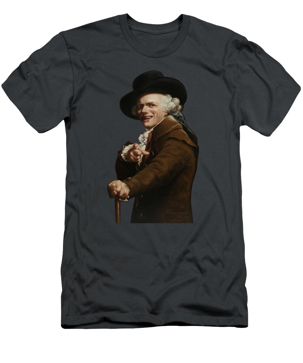 Joseph Ducreux T-Shirt featuring the painting Joseph Ducreux - Guise Of A Mocker Painting by War Is Hell Store