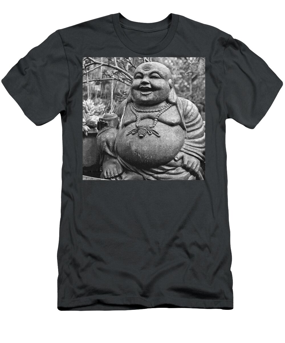 Happy T-Shirt featuring the photograph Joyful Lord Buddha by Karon Melillo DeVega