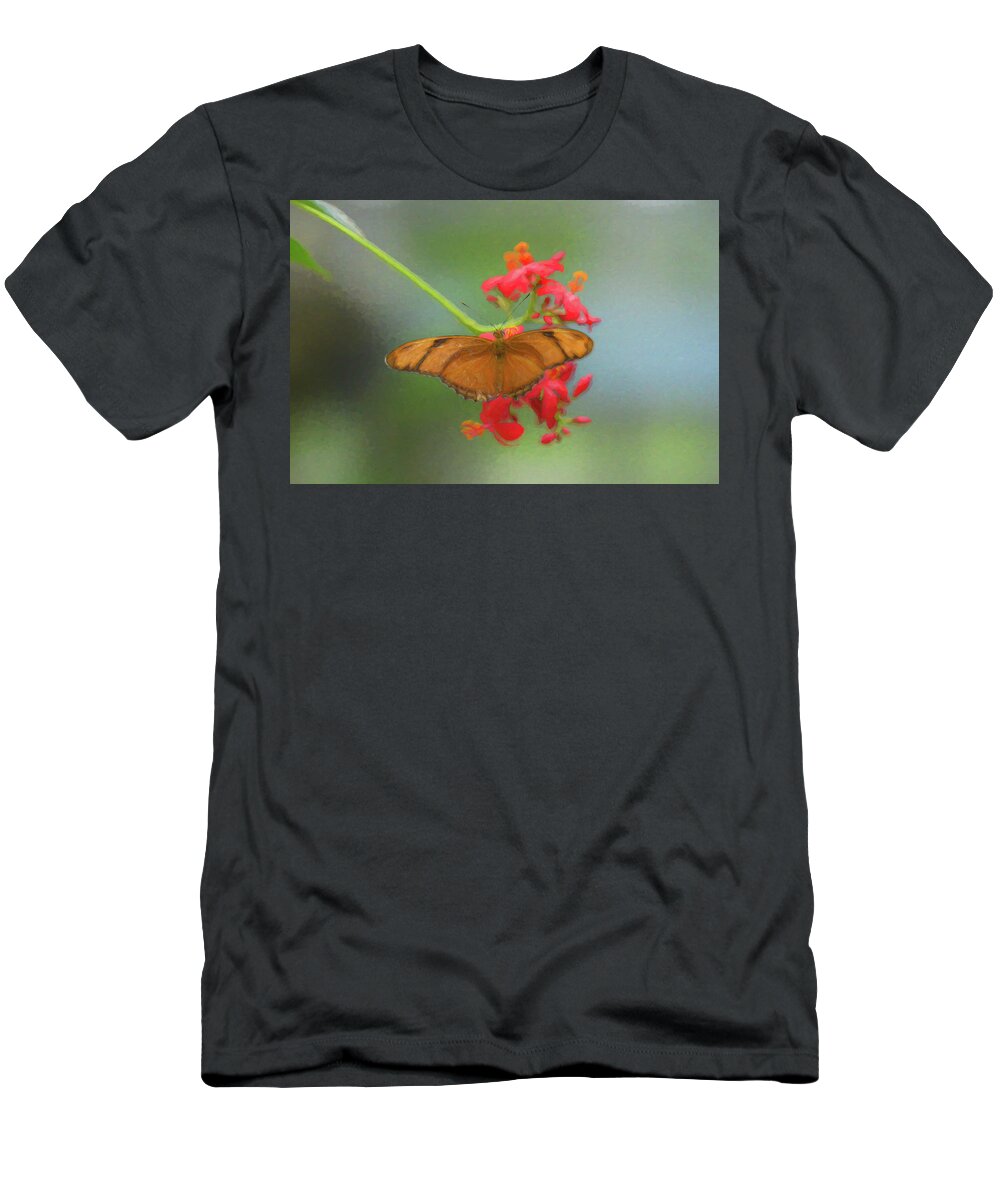 Butterfly T-Shirt featuring the photograph Julia Heliconian Butterfly Photo Painting by Artful Imagery