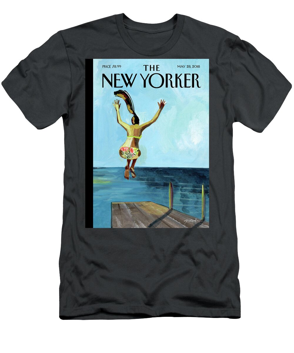 Jump! T-Shirt featuring the painting Jump by Gayle Kabaker