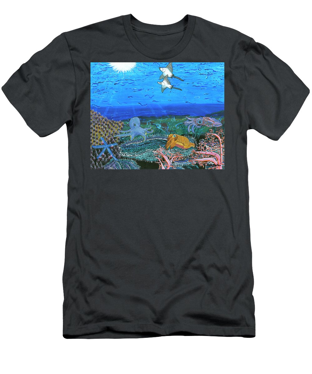 Sting Rays T-Shirt featuring the painting June 2017 by Paul Fields