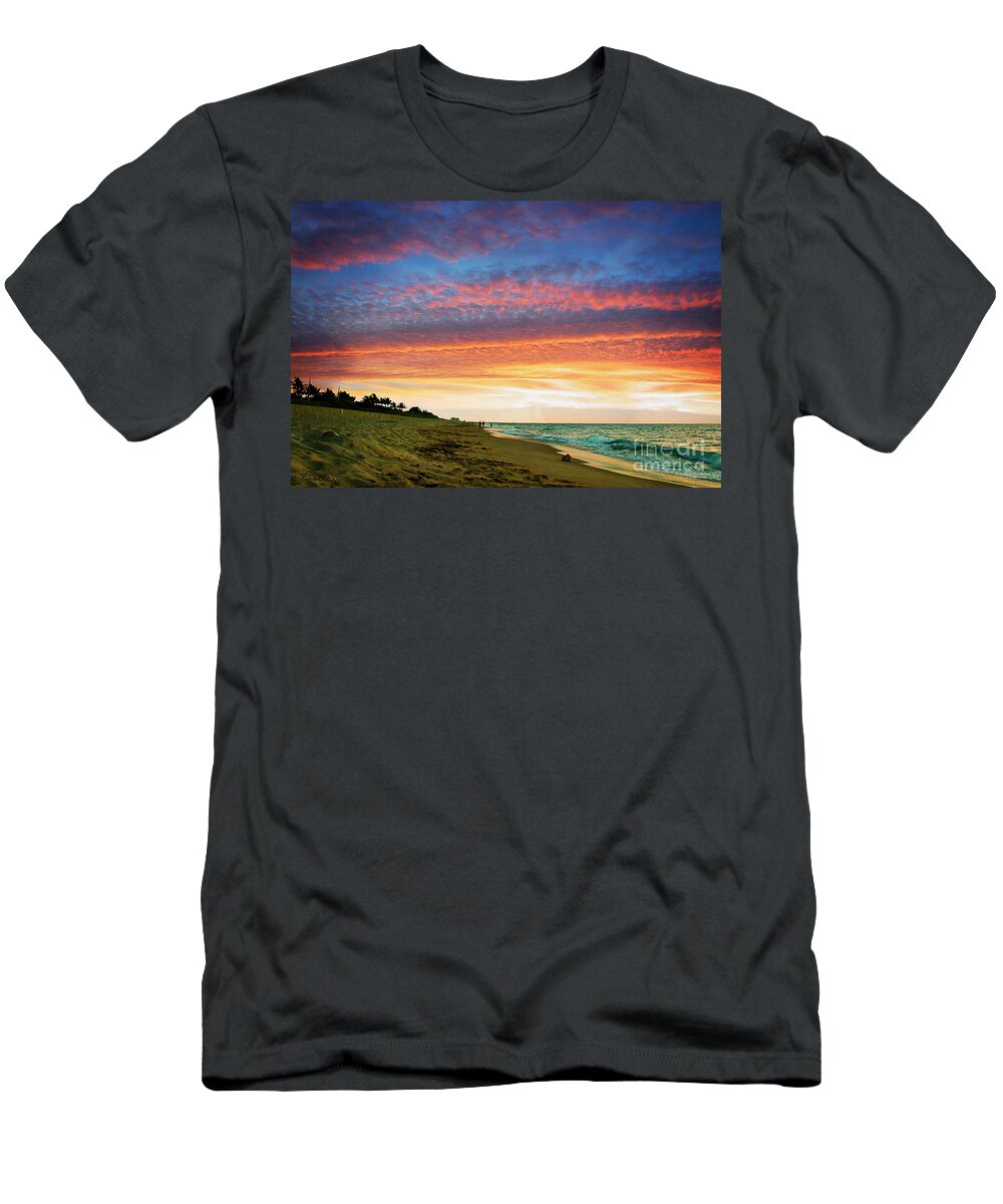 Ricardos Creations T-Shirt featuring the photograph Juno Beach Florida Sunrise Seascape D7 by Ricardos Creations