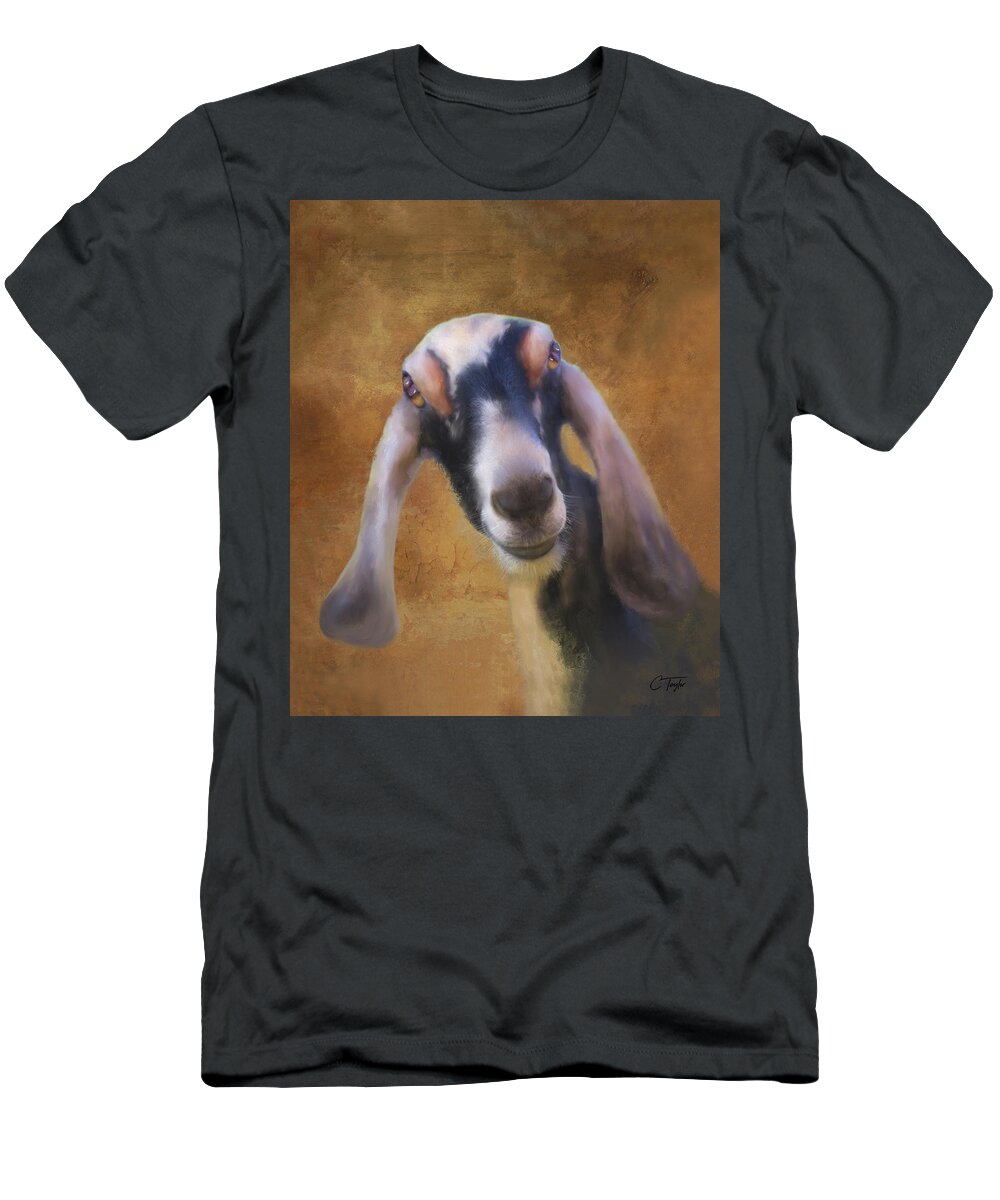Goats T-Shirt featuring the mixed media Just Kidding Around by Colleen Taylor