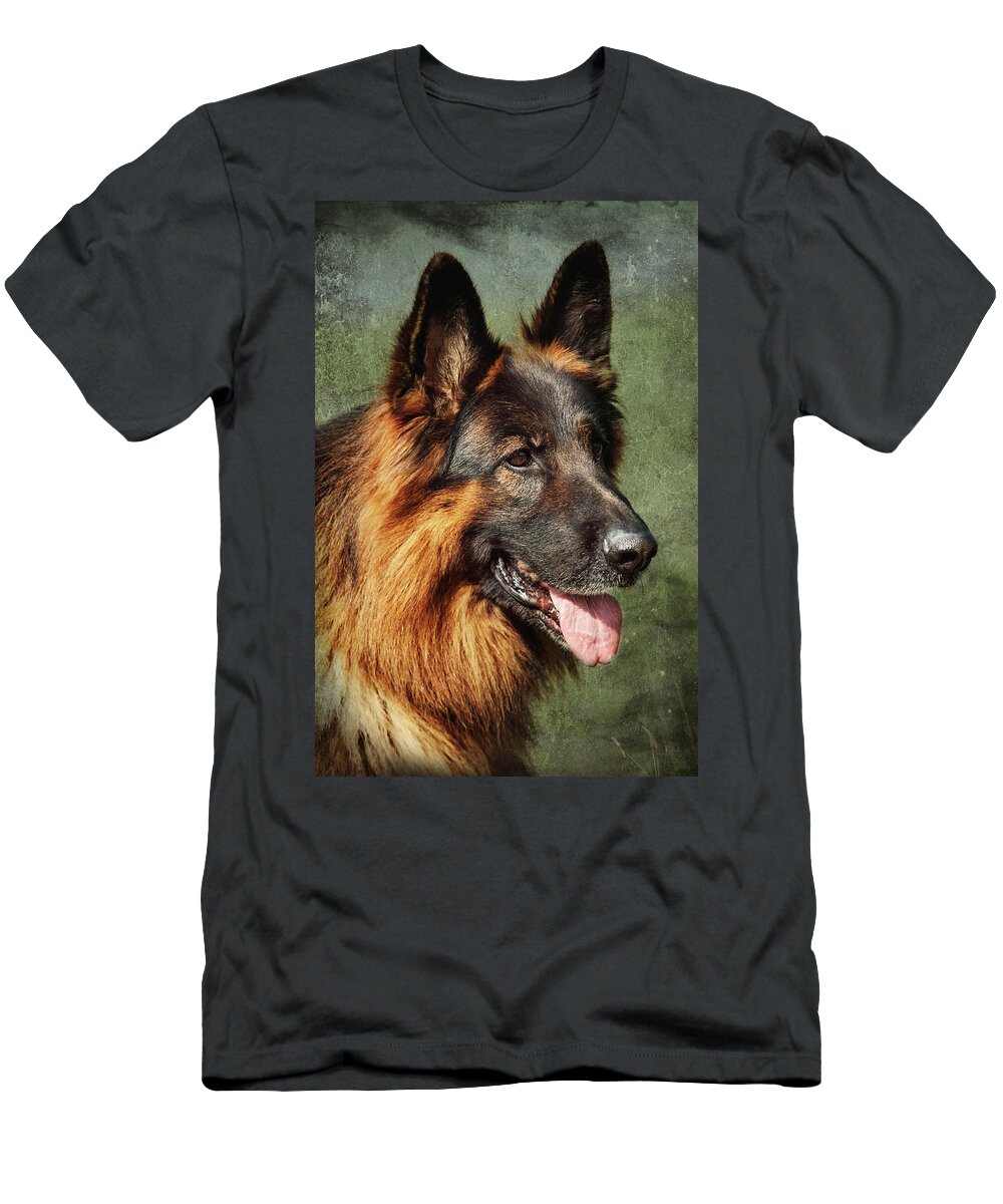 K 9. Long Haired German Shepherd T-Shirt by Jenny Rainbow - Pixels