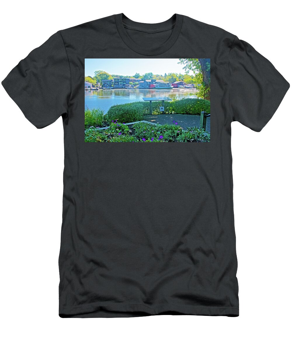 Kalamazoo River In Saugatuck T-Shirt featuring the photograph Kalamazoo River in Saugatuck, Michigan by Ruth Hager