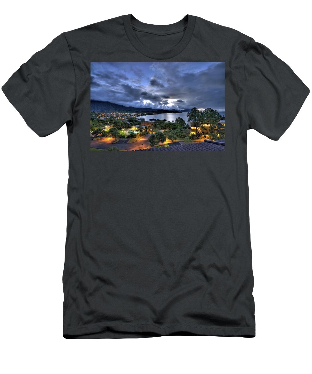 Hawaii T-Shirt featuring the photograph Kaneohe Bay Night HDR by Dan McManus