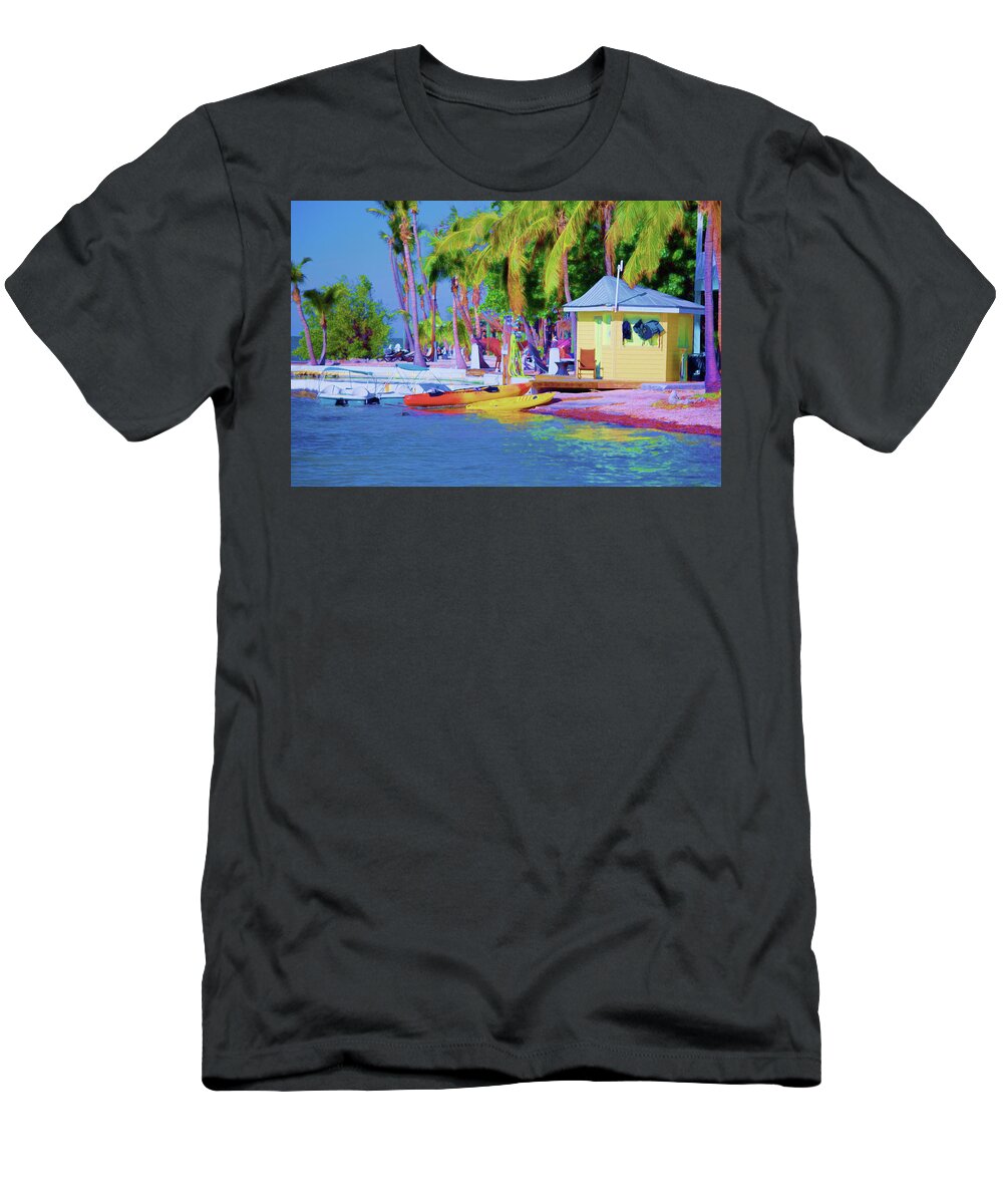 Keys T-Shirt featuring the mixed media Kayak Jet Ski Rentals Florida Keys Art by Ken Figurski