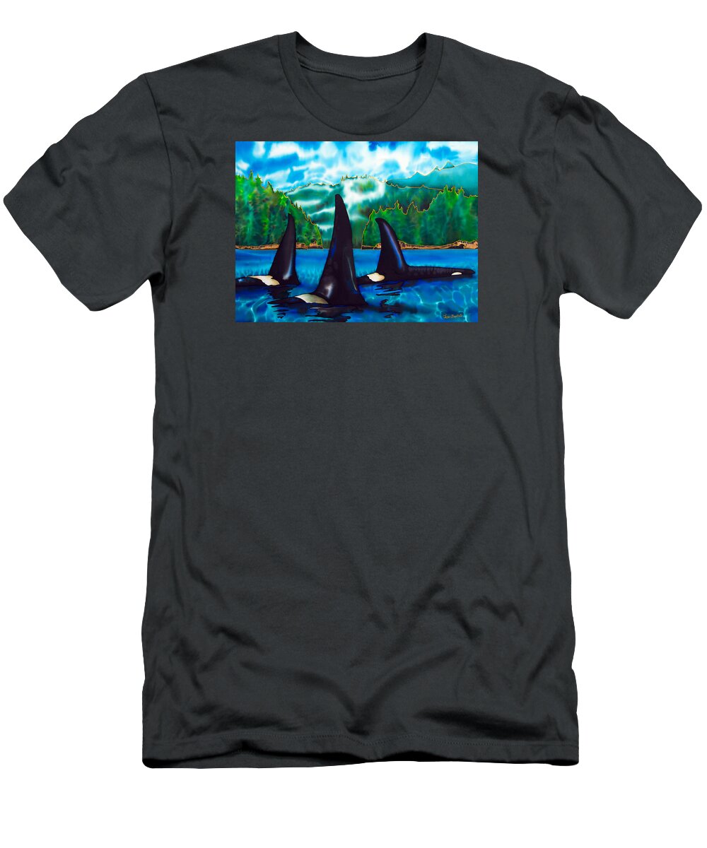  Orca T-Shirt featuring the painting Killer Whales by Daniel Jean-Baptiste