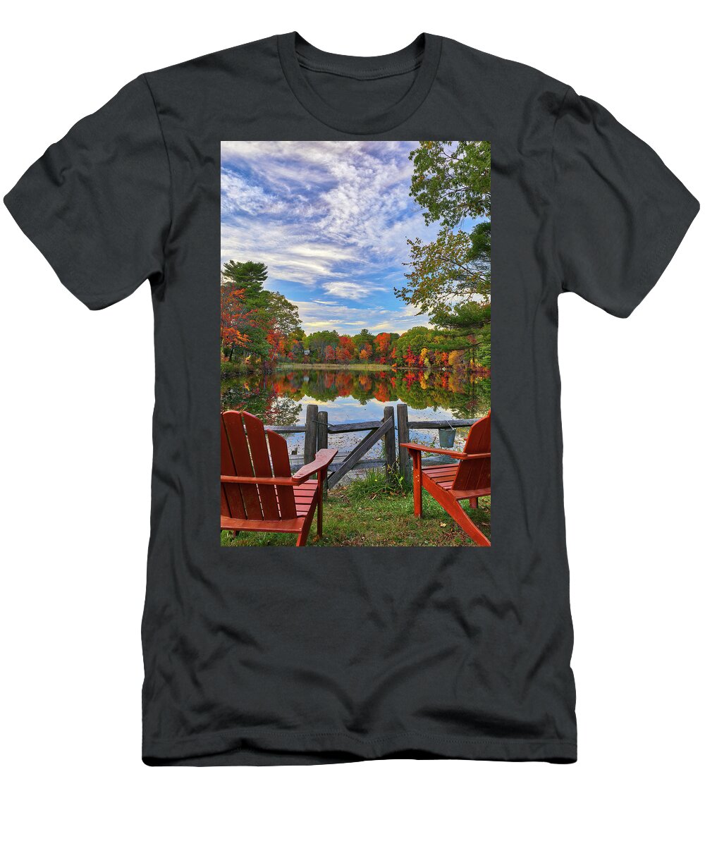 Kingsbury Pond T-Shirt featuring the photograph Kingsbury Pond in Medfield Massachusetts by Juergen Roth