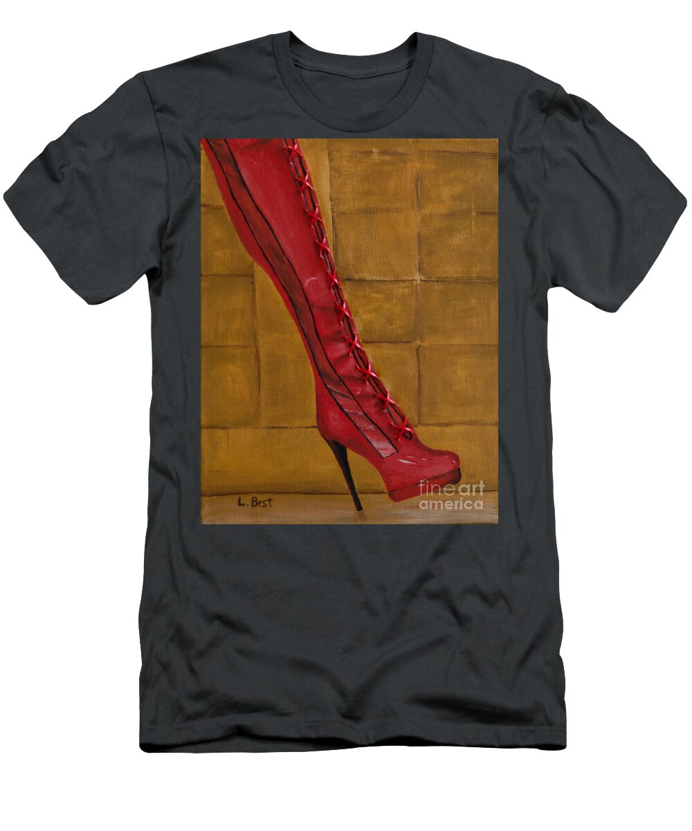 Mixed Media T-Shirt featuring the painting Kinky Boot by Laurel Best
