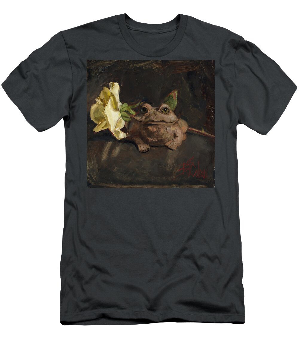 Frog T-Shirt featuring the painting Kiss me and Find Out by Billie Colson