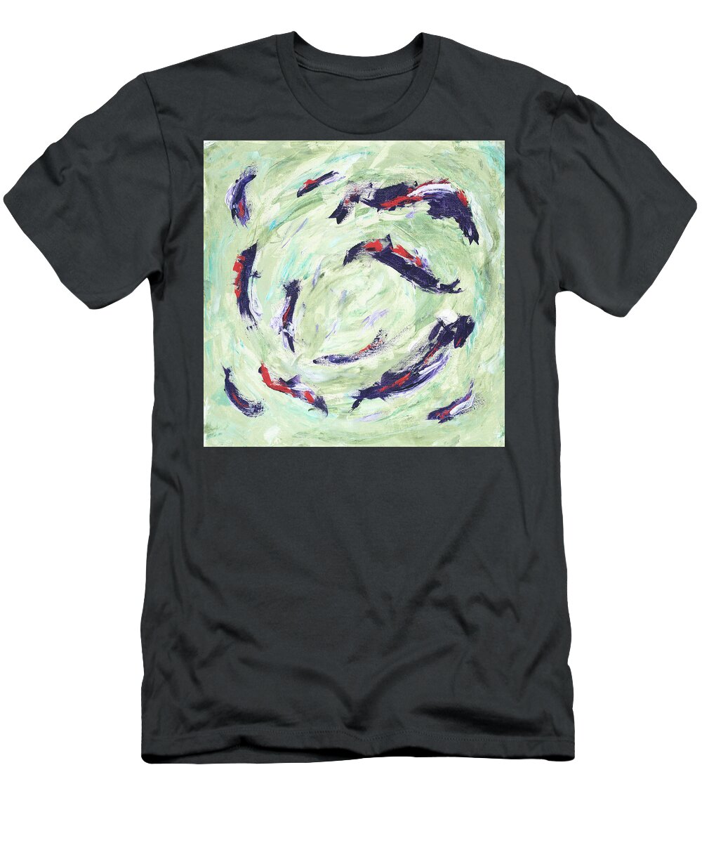 Abstract T-Shirt featuring the painting Koi Joy by Kathryn Riley Parker