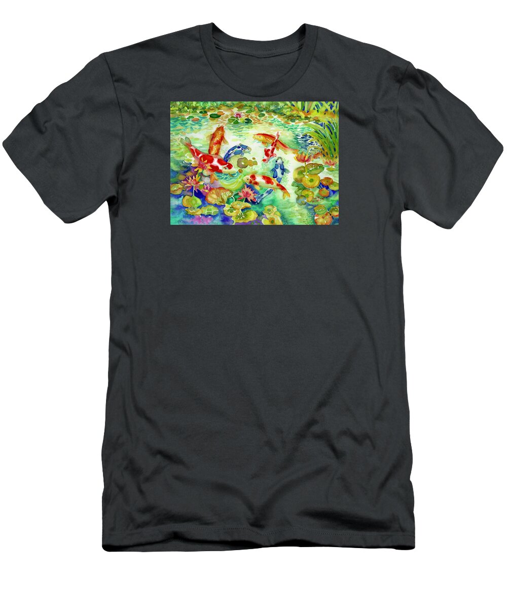 Ann Nicholson T-Shirt featuring the painting Koi Pond I by Ann Nicholson