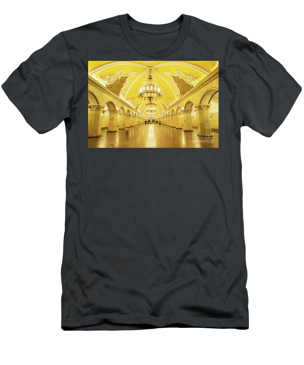 Moscow T-Shirt featuring the photograph Komsomolskaya Station of Moscow Metro by Anastasy Yarmolovich