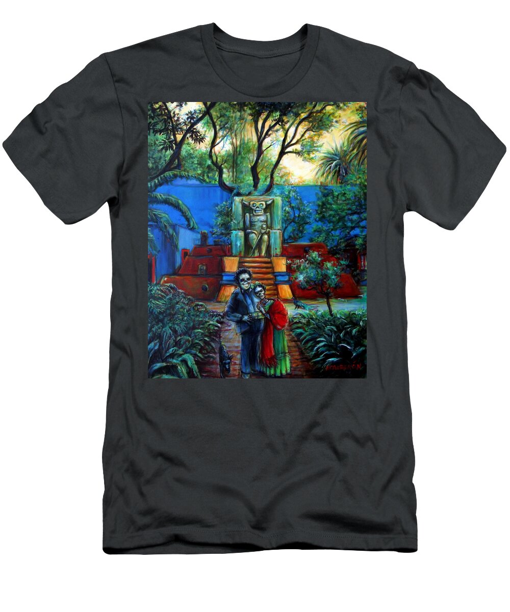 Frida T-Shirt featuring the painting La Casa Azul by Heather Calderon