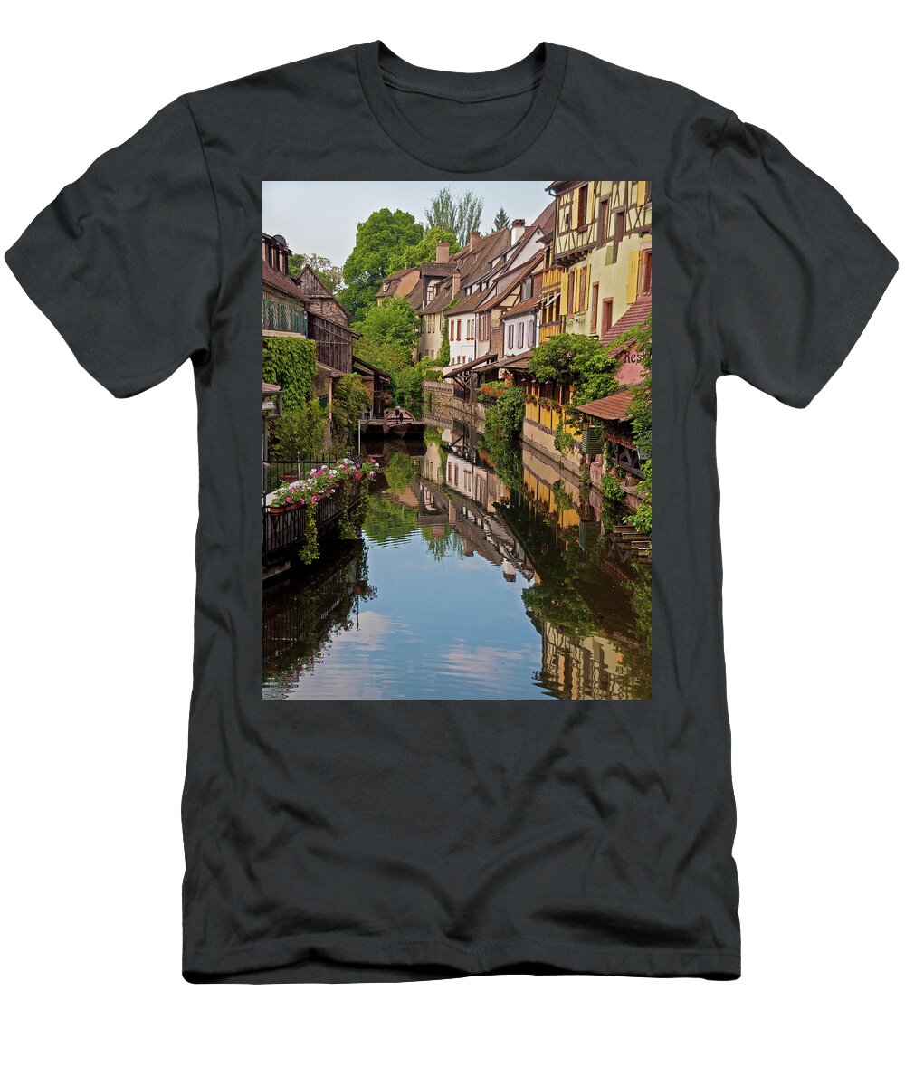 La Petite Venice T-Shirt featuring the photograph La Petite Venice at Rest - Colmar, France by Denise Strahm