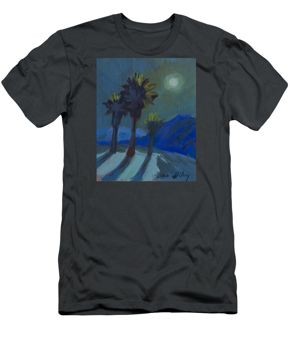 Palm Springs T-Shirt featuring the painting La Quinta Cove and Moonlight by Diane McClary