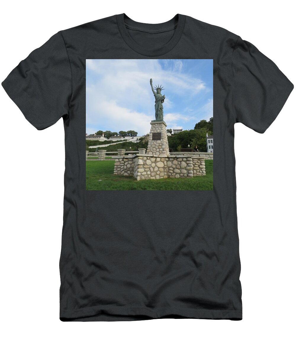 Statue Of Liberty T-Shirt featuring the photograph Lady Liberty on Mackinac Island by Keith Stokes