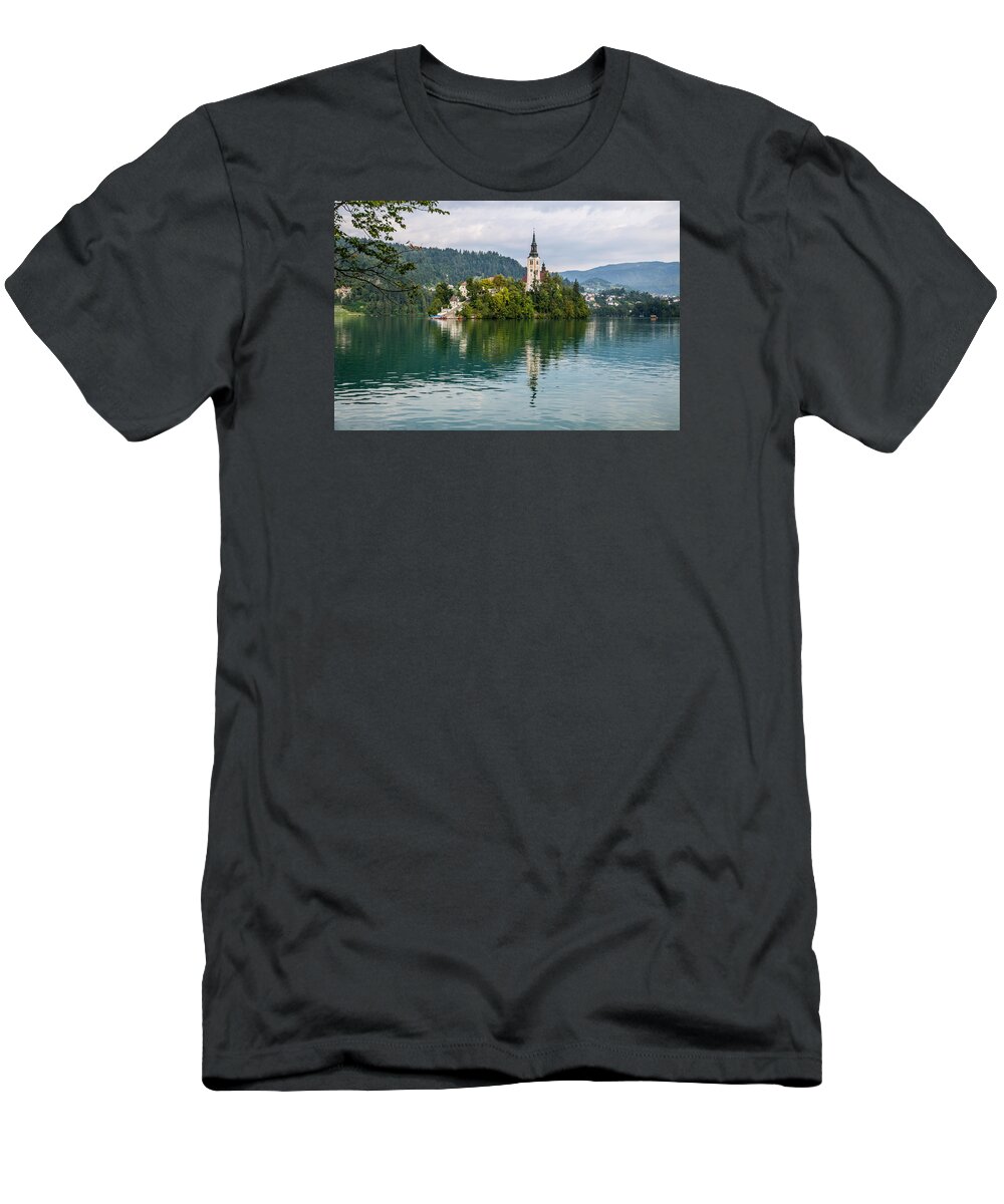 Lake Bled T-Shirt featuring the photograph Lake Bled by Lev Kaytsner