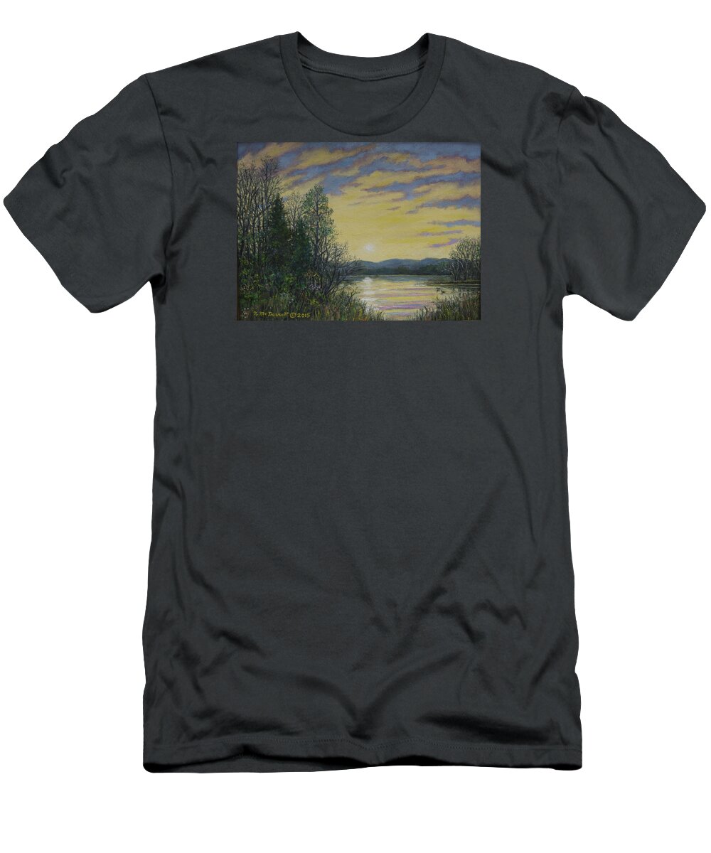 Sunrise T-Shirt featuring the painting Lake Dawn by Kathleen McDermott