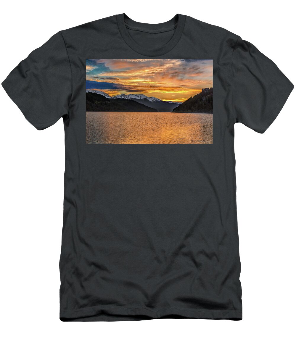 Sunset T-Shirt featuring the photograph Lake Dillon Sunset by Stephen Johnson