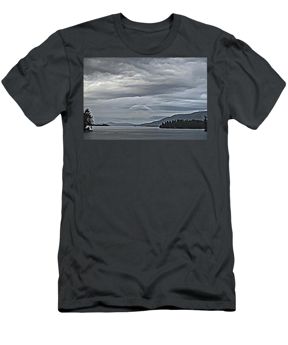 Landscape T-Shirt featuring the photograph Lake George Rain and Clouds by Russ Considine