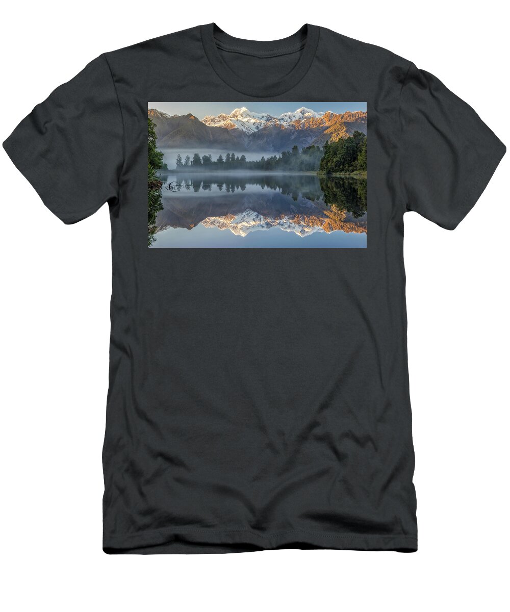 Zealand T-Shirt featuring the photograph Lake Matheson reflection 2 by Martin Capek