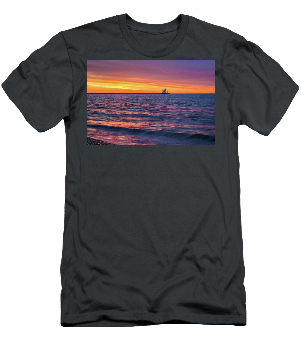 Lighthouse T-Shirt featuring the photograph Lake Michigan Matins by Bill Pevlor