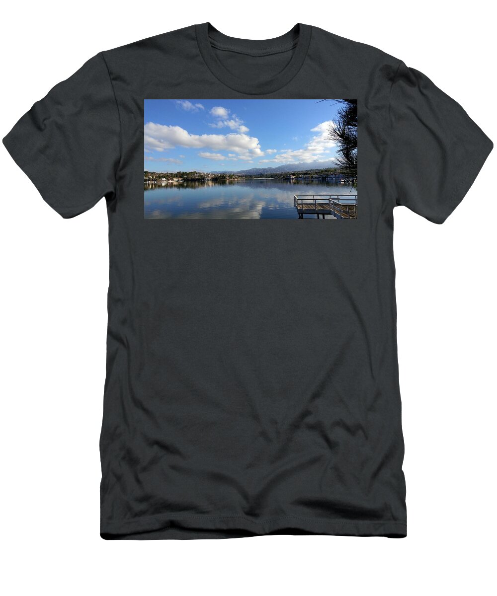 Lake Mission Viejo T-Shirt featuring the photograph Lake Mission Viejo Cloud Reflections by J R Yates